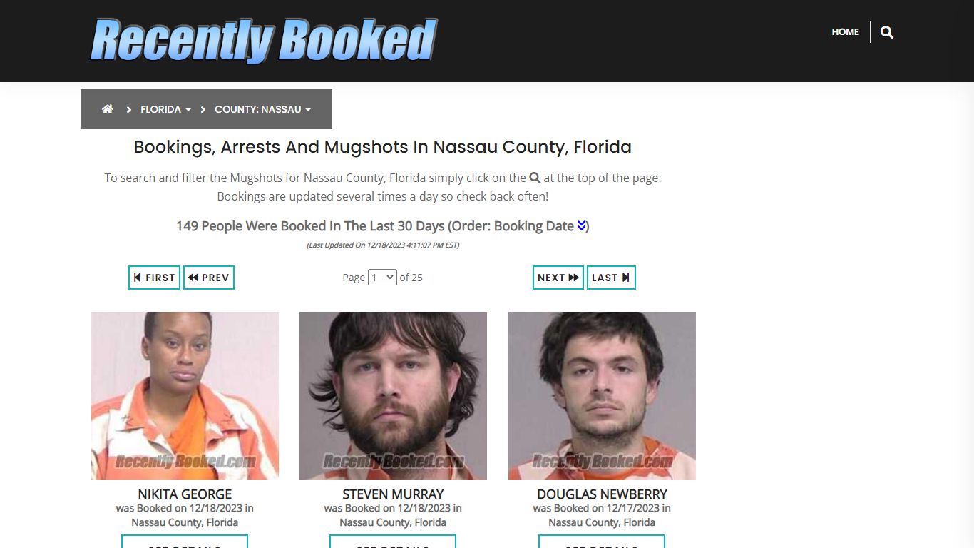 Recent bookings, Arrests, Mugshots in Nassau County, Florida